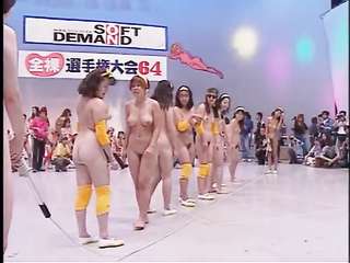 Japanese TV Games with 64 Naked Girls -  レズ, 日本人