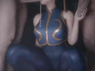 Chick karate master sucks cock and jerks off