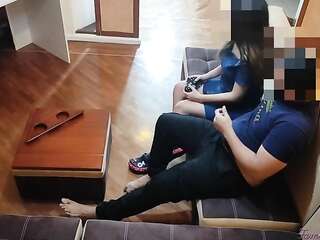 My girlfriend was entertained with the game and did not want to fuck my sister-in-law who is more beautiful than my girlfriend asked me to fuck her while my girlfriend plays NTR
