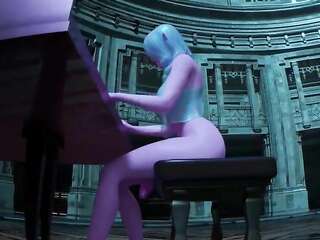 Shemale Elf Facks Girl and Cum on Tits and Face - Cartoon Fantasy