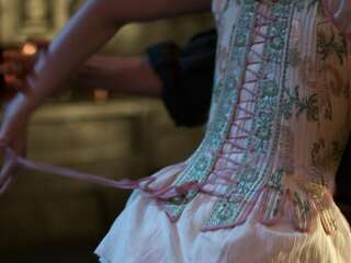 Elle Fanning kisses with a gentleman and undresses for sex on the table