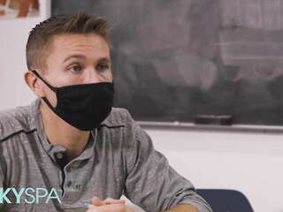 Student offers big tit WOMAN a massage and fucking during lockdown