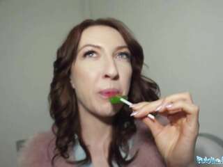 Chanel Kiss Sucks Cock before being Bent over in Public Toilets for Sex