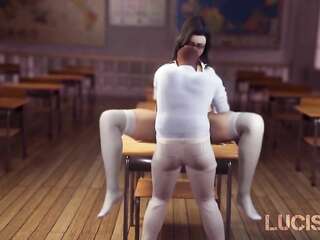 Rule 34 - 3d animated bald black hair blender classroom closed eyes dark-skinned