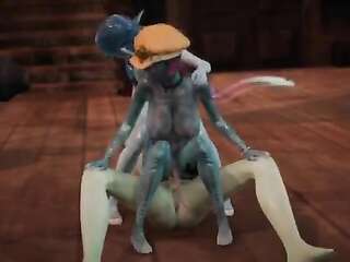 Handsome Squidward - Threesome with fish girls