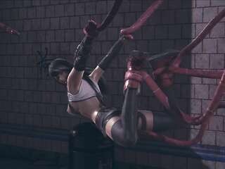 tifa lockhart (final fantasy) fucked by tentacles in a subway