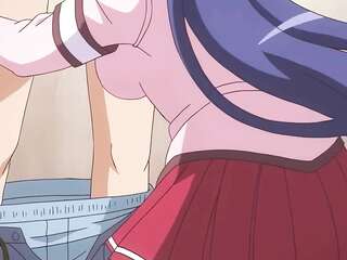 Cum flows out of the hentai babe's hole after being fucked.