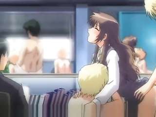 Hentai, orgy in the truck, guy tries to stick his penis in his wife