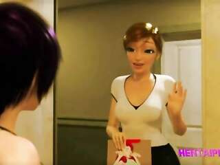 WOMAN on Big tit Female  3D Shemale Animation Sex