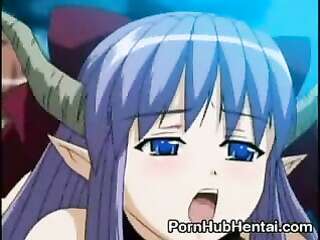 Hentai beauty masturbates crotch with two fingers