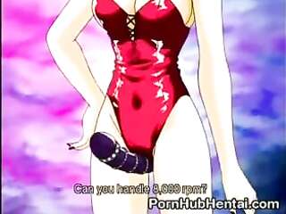 Lesbian fucks hentai girlfriend with a big strapon