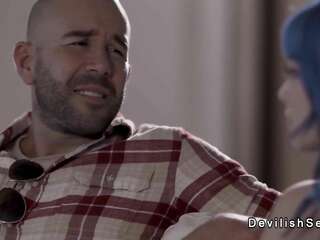 Man fucks big breasts OVER 40 and babe in threesome