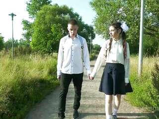 Tiny White Brunette Schoolgirl Gets ass fuck - Luna Lynx