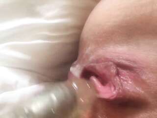 Stepsister fucks her juicy wet pussy with a dildo