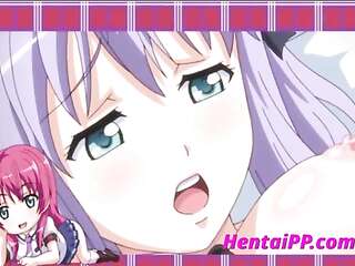 A guy in a hentai-porn cool puts a vibrator in her ass and wet pussy