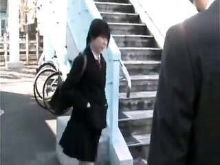 japan hentai schoolgirl kissing jerk off in garage