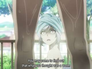 A muscular guy showed his Excalibur between the legs of a big breasts japan hentai milf.