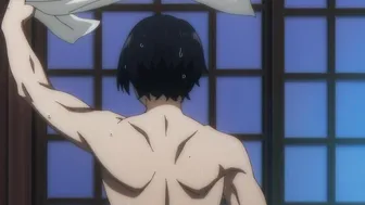 A muscular guy showed his Excalibur between the legs of a big breasts japan hentai milf.