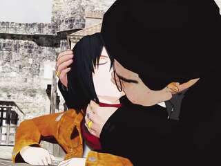 A young chick masturbates under the table of an old priest.