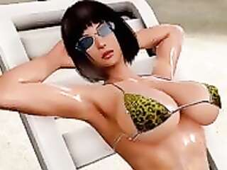 สาวสวยหุ่นดีหน้าอกใหญ่แบบ 3 มิติ ถูกเย็ดอย่างรุนแรงบนชายหาดริมทะเล