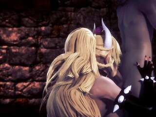 Bowsette Sucking Threesome Animation - Mario Bros Porn