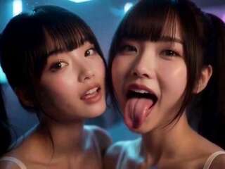 Hai Nữ Đồng Tính Nhật Bản Hoạt Hình Thờ Lưỡi