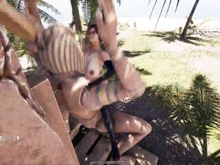 Lara's Forbidden Awakening by Ancient Temple Statue 3D Adventure